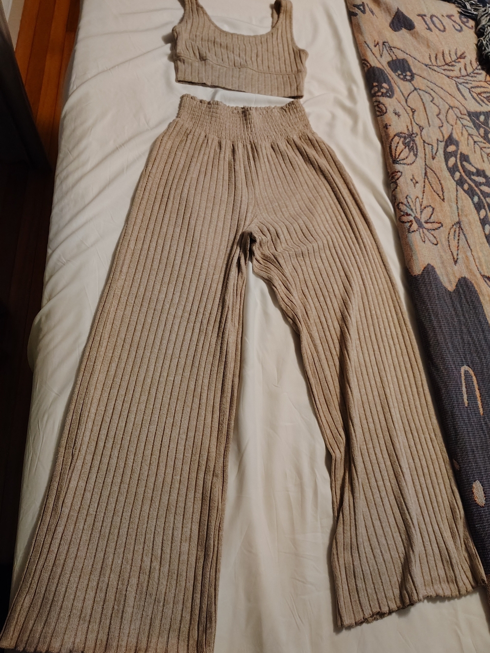 Z Supply Ribbed Knit Two-Piece Set in Beige